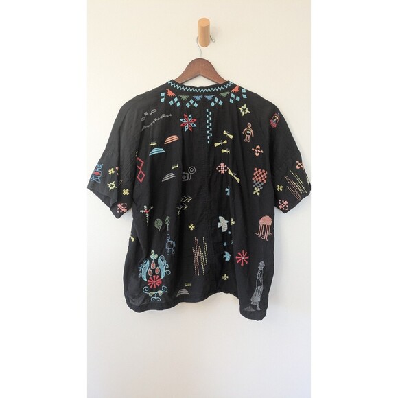 Johnny Was Pete Greta Seraphina Embroidered Top XS Boho Henley Artsy Colorful - Picture 5 of 9
